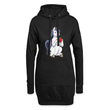 Licorne Fraise - Sweat-shirt à capuche long Femme - noir - Devant