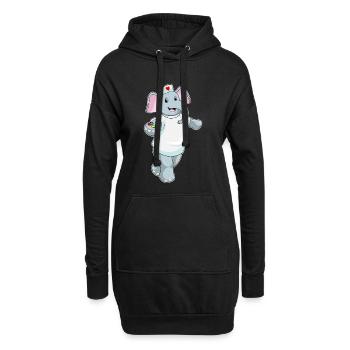 Elefant Krankenschwester Medizin - Hoodie-Kleid - Schwarz - Vorne