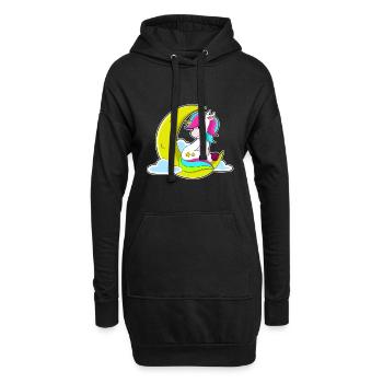Einhorn Mond  - Hoodie-Kleid - Schwarz - Vorne