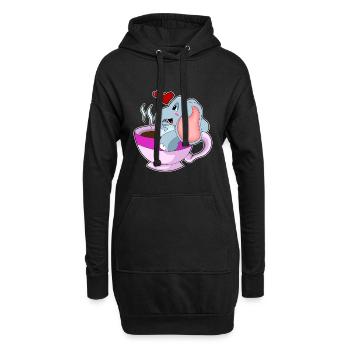 Elefant Kaffee Tasse - Hoodie-Kleid - Schwarz - Vorne