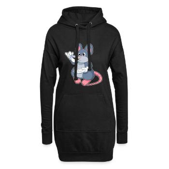 Maus Kaffee Tasse - Hoodie-Kleid - Schwarz - Vorne