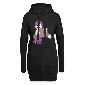 Katze Rollschuhfahren Rollschuhe - Hoodie-Kleid - Schwarz - Vorne