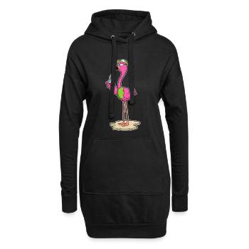 Lunettes de soleil flamant rose - Sweat-shirt à capuche long Femme - noir - Devant