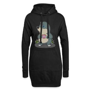 Donut Taupe - Sweat-shirt à capuche long Femme - noir - Devant