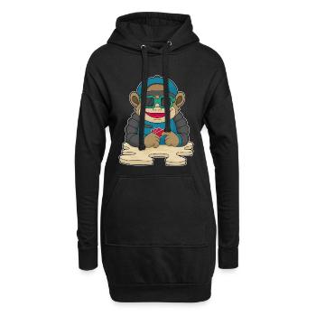 Affe Poker Pokerkarten - Hoodie-Kleid - Schwarz - Vorne