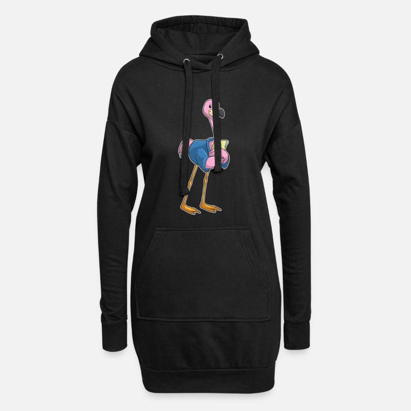 Flamingo als Sekretärin mit Notizzettel - Hoodie-Kleid - Schwarz