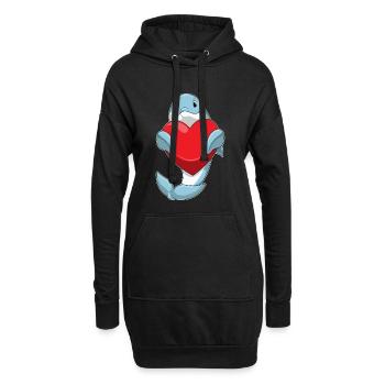 Cœur de Dauphin - Sweat-shirt à capuche long Femme - noir - Devant