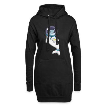 Astronaute Dolphin Space - Sweat-shirt à capuche long Femme - noir - Devant