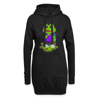 Frosch Wanderer Rucksack Wandern - Hoodie-Kleid - Schwarz - Vorne
