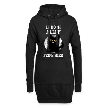 Allef Feife Hier Wuschelige Katze Muffel Mieze - Hoodie-Kleid - Schwarz - Vorne