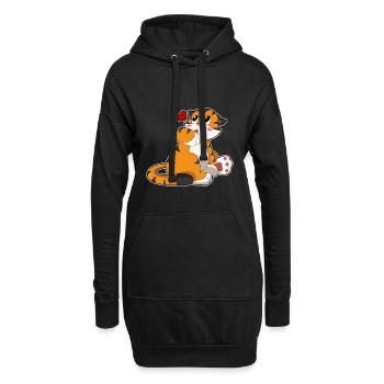 Tiger Herz - Hoodie-Kleid - Schwarz - Vorne
