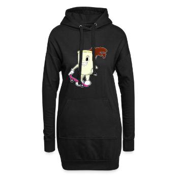 Kaffee Skater Skateboard - Hoodie-Kleid - Schwarz - Vorne