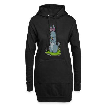 Hase Blumen - Hoodie-Kleid - Schwarz - Vorne