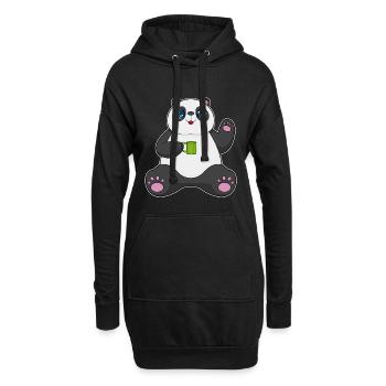 Panda Mug - Sweat-shirt à capuche long Femme - noir - Devant