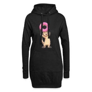 Donut suricate - Sweat-shirt à capuche long Femme - noir - Devant