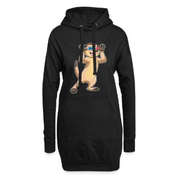 Erdmännchen Brille - Hoodie-Kleid - Schwarz - Vorne
