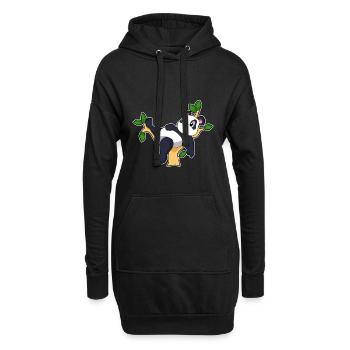 Panda Zweig - Hoodie-Kleid - Schwarz - Vorne