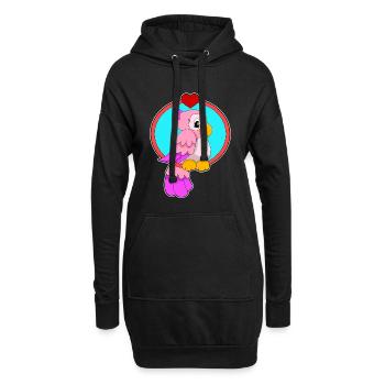 Papagei Herz - Hoodie-Kleid - Schwarz - Vorne