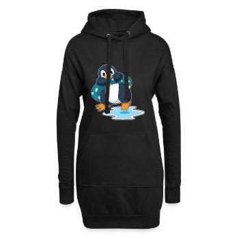 Pinguin Schwimmen Schwimmring Sommer - Hoodie-Kleid - Schwarz - Vorne