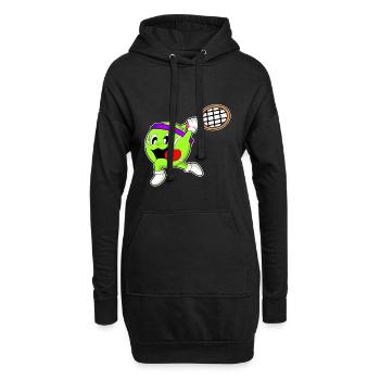 Raquette de tennis balle de tennis - Sweat-shirt à capuche long Femme - noir - Devant
