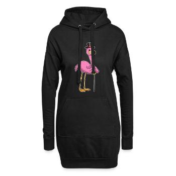 Flamingo Rentner Gehstock - Hoodie-Kleid - Schwarz - Vorne