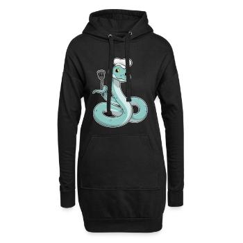Schlange Koch Pfannenwender Kochen - Hoodie-Kleid - Schwarz - Vorne