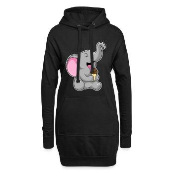 Elefant Waffeleis - Hoodie-Kleid - Schwarz - Vorne