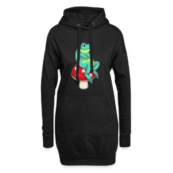 Frosch Pilz - Hoodie-Kleid - Schwarz - Vorne