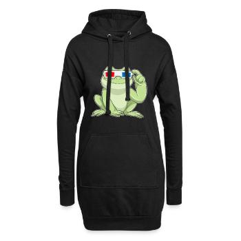 Lunettes Grenouille - Sweat-shirt à capuche long Femme - noir - Devant