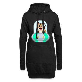 Erdmännchen Raumschiff Weltraum - Hoodie-Kleid - Schwarz - Vorne