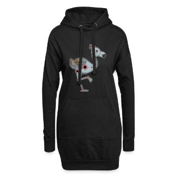 Flamingo Roboter - Hoodie-Kleid - Schwarz - Vorne