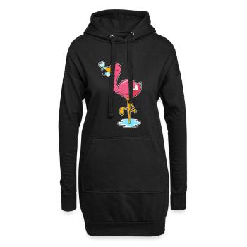 Flamingo Fisch - Hoodie-Kleid - Schwarz - Vorne
