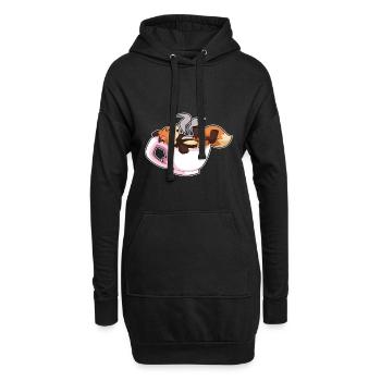 Fuchs Tasse Kaffee - Hoodie-Kleid - Schwarz - Vorne