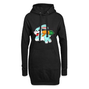 Hase Karotte  - Hoodie-Kleid - Schwarz - Vorne