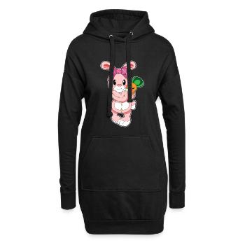 Hase Karotte - Hoodie-Kleid - Schwarz - Vorne