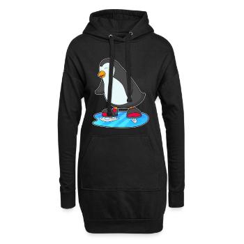 Pinguin Eislaufen Schlittschuhe - Hoodie-Kleid - Schwarz - Vorne