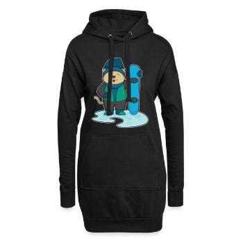 Katze Snowboarder Snowboard - Hoodie-Kleid - Schwarz - Vorne