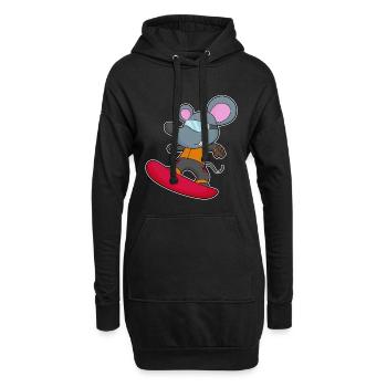 Maus Snowboarder Snowboard - Hoodie-Kleid - Schwarz - Vorne
