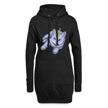 Katze Einhorn - Hoodie-Kleid - Schwarz - Vorne