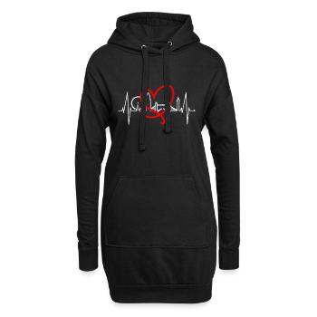 London Herzschlag Skyline England Herz Union Jack - Hoodie-Kleid - Schwarz - Vorne