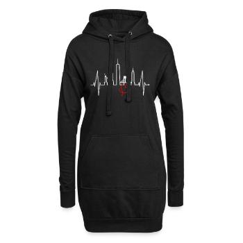 New York Skyline coeur coeur USA cadeau NY - Sweat-shirt à capuche long Femme - noir - Devant