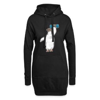 Pinguin Bodybuilder Hantel Bodybuilding - Hoodie-Kleid - Schwarz - Vorne