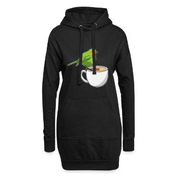 Vogel Kaffee Tasse - Hoodie-Kleid - Schwarz - Vorne