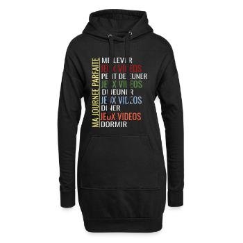 Jeux vidéos ma journée parfaite - Sweat-shirt à capuche long Femme - noir - Devant