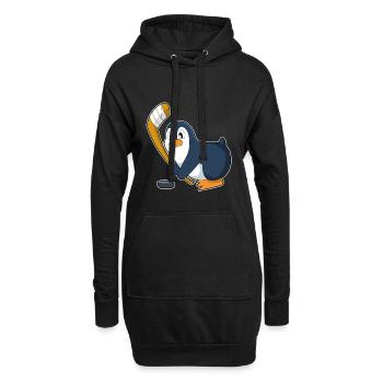 Pinguin Eishockey Eishockeyschläger - Hoodie-Kleid - Schwarz - Vorne
