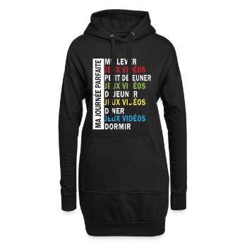 Jeux vidéos ma journée parfaite - Sweat-shirt à capuche long Femme - noir - Devant