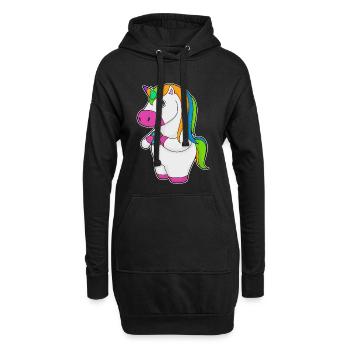 Einhorn Donut - Hoodie-Kleid - Schwarz - Vorne
