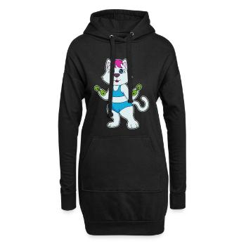 Katze Bodybuilder Hantel Bodybuilding - Hoodie-Kleid - Schwarz - Vorne