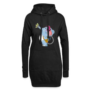 Musique casque Elephant - Sweat-shirt à capuche long Femme - noir - Devant