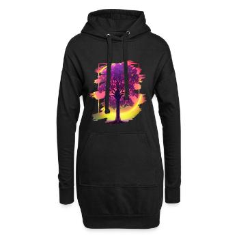 Lebensbaum - Hoodie-Kleid - Schwarz - Vorne
